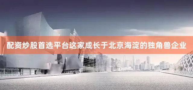 配资炒股首选平台这家成长于北京海淀的独角兽企业